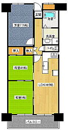 シャトーしんぐう 3階3LDKの間取り