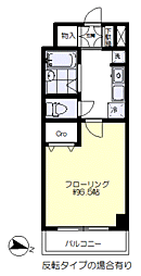 都営大江戸線 若松河田駅 徒歩1分の賃貸マンション 6階1Kの間取り