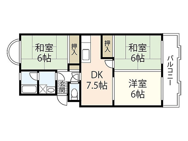 広島県広島市西区井口2丁目(賃貸マンション3DK・4階・59.76㎡)の写真 その2