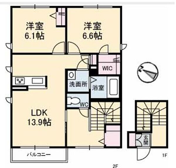 プロヌーブ撫養町 201｜徳島県鳴門市撫養町小桑島字前浜(賃貸アパート2LDK・2階・70.26㎡)の写真 その2