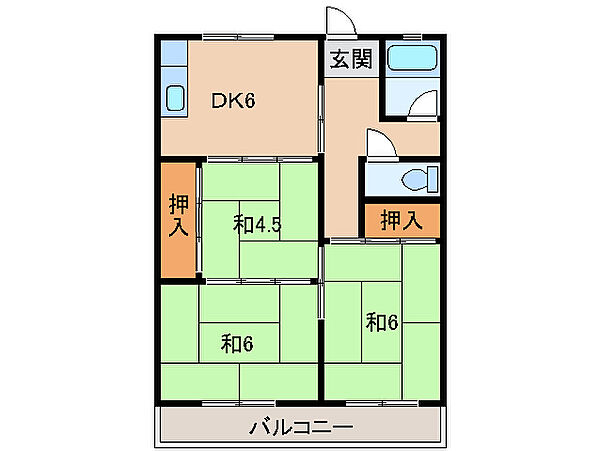 コーポコサカ ｜和歌山県和歌山市紀三井寺(賃貸マンション3DK・2階・51.03㎡)の写真 その2