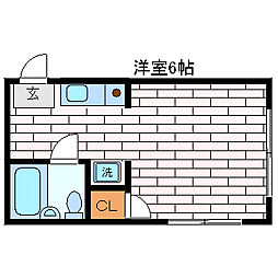 サンライフマンション 1Kの間取図画像