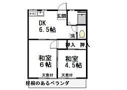 第2・コーポ・マツマル 2DKの間取図画像