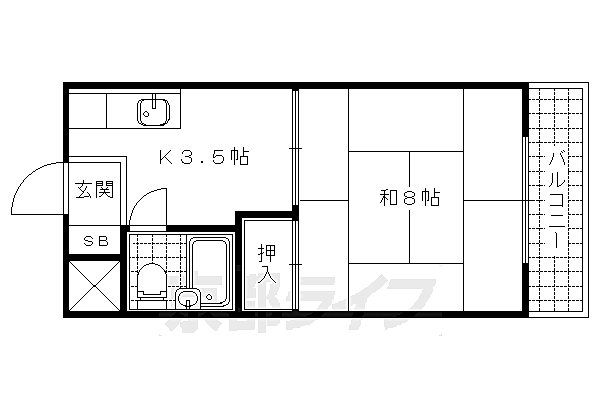 京都府京都市山科区小野西浦(賃貸マンション1K・3階・22.81㎡)の写真 その2