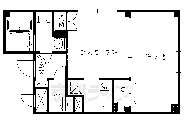 京都府京都市山科区御陵下御廟野町(賃貸マンション1DK・1階・35.14㎡)の写真 その2