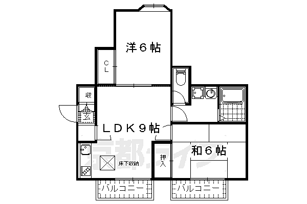 京都府京都市山科区小野御霊町(賃貸アパート2LDK・2階・48.60㎡)の写真 その2