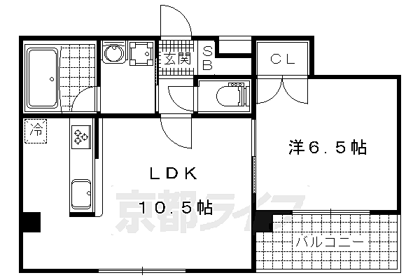 京都府京都市山科区東野百拍子町(賃貸マンション1LDK・6階・35.19㎡)の写真 その2