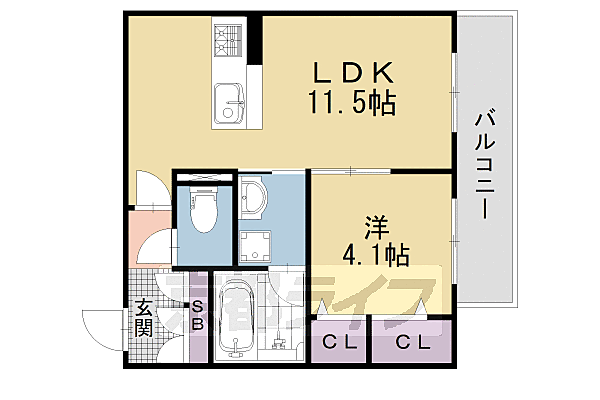 京都府京都市山科区安朱馬場ノ東町(賃貸アパート1LDK・2階・37.69㎡)の写真 その2