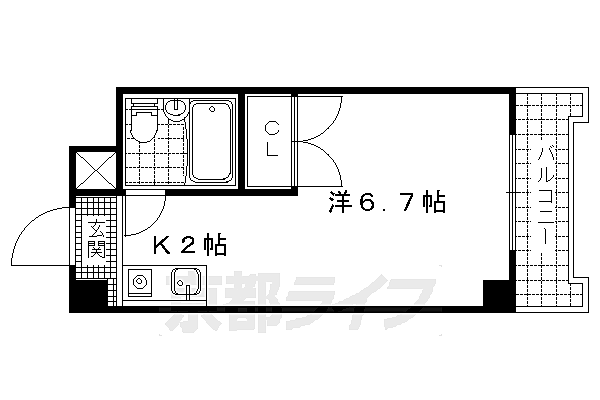 京都府京都市山科区竹鼻西ノ口町(賃貸マンション1K・4階・20.07㎡)の写真 その2