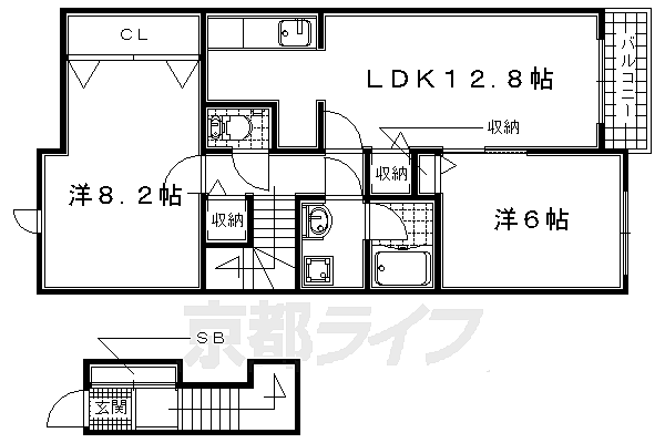 京都府木津川市相楽一新堂(賃貸アパート2LDK・2階・64.51㎡)の写真 その2