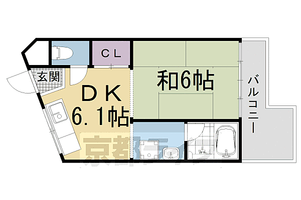 京都府京都市山科区日ノ岡朝田町(賃貸マンション1DK・5階・27.66㎡)の写真 その2