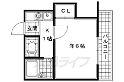 Ｋ’Ｓ　ＧＡＲＤＥＮ 2階1Kの間取り
