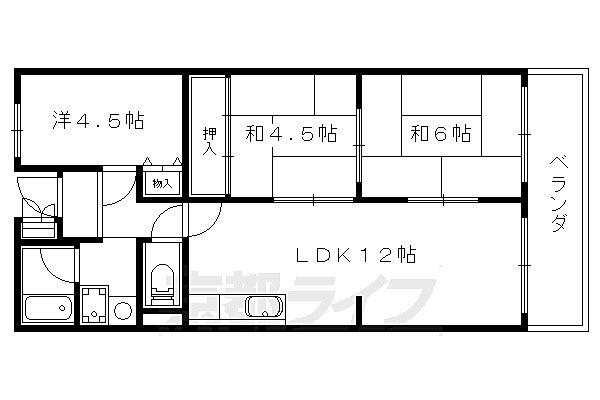 京都府京都市伏見区日野馬場出町(賃貸マンション3LDK・3階・61.00㎡)の写真 その2