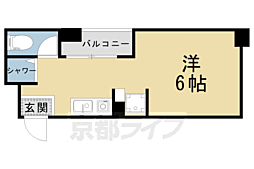 京都地下鉄東西線 椥辻駅 徒歩1分の賃貸マンション 4階ワンルームの間取り