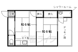 京都地下鉄東西線 東野駅 徒歩13分の賃貸アパート 1階2Kの間取り