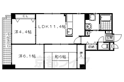 京都地下鉄東西線 椥辻駅 徒歩3分の賃貸マンション 9階3LDKの間取り
