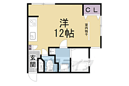 京都地下鉄東西線 御陵駅 徒歩2分の賃貸マンション 3階ワンルームの間取り