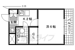 メゾンドミウラ 4階1Kの間取り