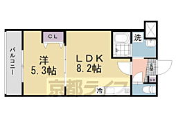 仮）ＣＵＯＲＥ城陽 1階1LDKの間取り