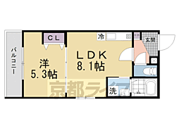 仮）ＣＵＯＲＥ城陽 1階1LDKの間取り