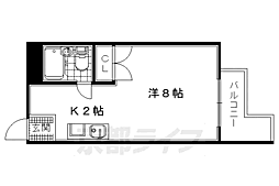 大久保ガーデンヒルズ 3階1Kの間取り