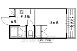京都地下鉄東西線 御陵駅 徒歩4分の賃貸マンション 3階1Kの間取り