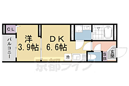 京都地下鉄東西線 椥辻駅 徒歩12分の賃貸アパート 3階1DKの間取り