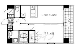 京都地下鉄東西線 東野駅 徒歩7分の賃貸マンション 5階1LDKの間取り