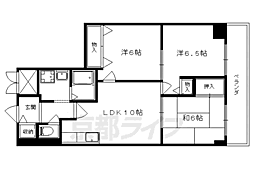 京阪京津線 四宮駅 徒歩11分の賃貸マンション 3階3LDKの間取り