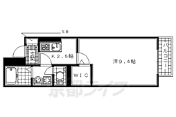 エスポワール五番館　Ａ・Ｂ棟 2階1Kの間取り