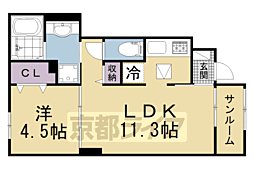 JR片町線(学研都市線) 西木津駅 徒歩10分の賃貸アパート 1階1LDKの間取り