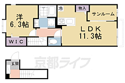 JR関西本線 加茂駅 徒歩6分の賃貸アパート 2階1LDKの間取り