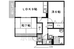 近鉄京都線 新祝園駅 徒歩8分の賃貸アパート 2階2LDKの間取り