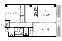 JR片町線(学研都市線) JR三山木駅 徒歩19分の賃貸マンション 4階2LDKの間取り