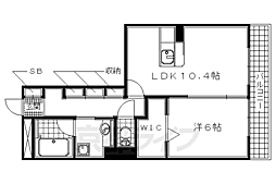 エーデルハイム東香園II番館 2階1LDKの間取り