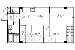 京都地下鉄東西線 椥辻駅 徒歩16分の賃貸マンション 4階3DKの間取り