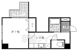 京阪京津線 四宮駅 徒歩10分の賃貸マンション 2階1Kの間取り