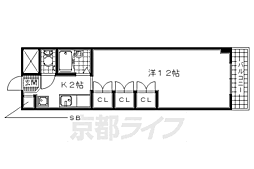 パルスピリア’91 3階1Kの間取り