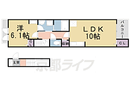 京阪本線 樟葉駅 徒歩20分の賃貸アパート 2階1LDKの間取り