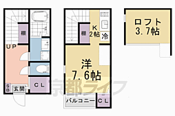 京都地下鉄東西線 椥辻駅 徒歩7分の賃貸アパート 1階1Kの間取り