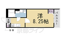 エルバ深草 2階1Kの間取り