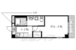 近鉄京都線 三山木駅 徒歩2分の賃貸マンション 7階1Kの間取り