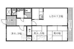 ラポート長谷川 3階3LDKの間取り