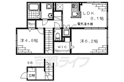 エルメゾン伏見 2階2LDKの間取り