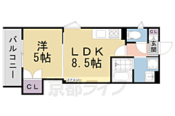 JR片町線(学研都市線) 津田駅 徒歩11分の賃貸アパート 2階1LDKの間取り