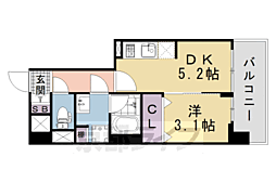 アスヴェル京都西大路SOUTH 1DKの間取図画像