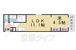 シーメゾン向島シェルール 1LDKの間取図画像