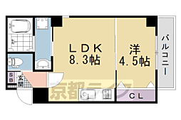 京都市右京区西院清水町マンション 1LDKの間取図画像