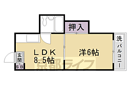 グランディール嵯峨 1LDKの間取図画像
