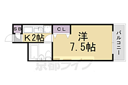 ヤングビレッジ嵯峨 1Kの間取図画像